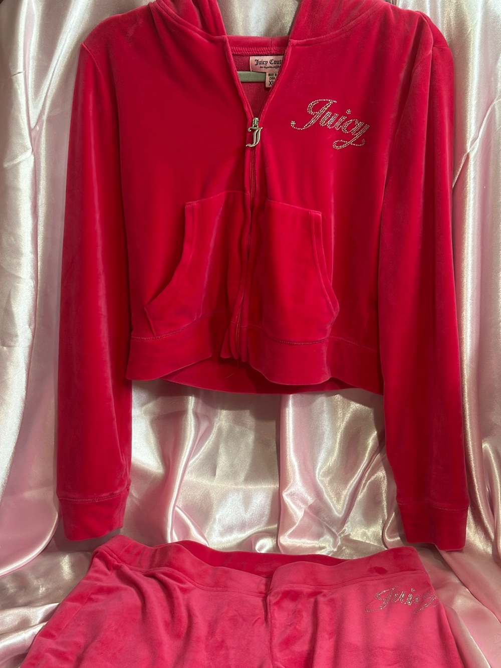 Juicy Couture Bright Pink Velour Zip Hoodie